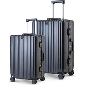 22 & 26 inch carry on Durable Suitcase with Cup Phone Holder USB Port Aluminium Frame Carry on Luggage with 8 Double Spinner Wheels TSA Lock Suitcase with Cup Holder Carry On Luggage with USB Port