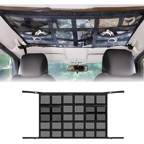 Car Ceiling Cargo Net Pocket, 31.5"x 21.3" Double-Layer Mesh Droop Less Car Storage Organizer, Strengthen Load-Bearing Car Roof Cargo Net, Car Camping Essentials for Truck SUV Travel Long Road Trip