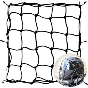 1PCS Adjustable Cargo Net - 15×15 Inch Strechy Motorcycle Cargo Net for Luggage, Mesh Strap with Hooks for Road Trip, Good Elasticity, Thicken Latex Core Heavy Duty Luggage Net for Motorcycle, Bike