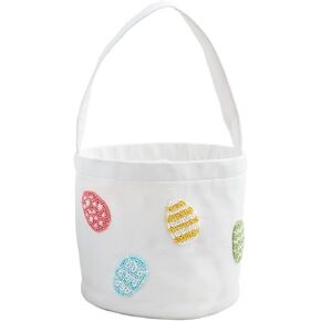 Mud Pie Easter Egg Beaded Bucket; 7 1/2" x 8 1/2"