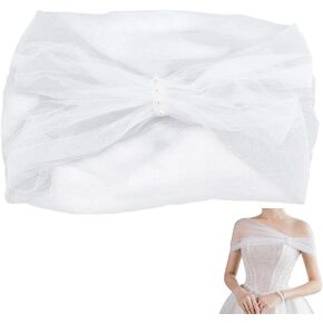 1Pc Tulle Bridal Shawl 34.2 Inch(87cm) White Bridal Shawl Wraps Bridals Bolero Jackets Shawls Tulle Off Shoulders Clothing Accessories for Wedding Dress Decoration