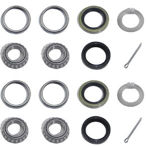 2Sets L44649 / L44610 Bearing Kits, 2000-2200LB Boat Trailer Axle Bearing Kit for 1-1/16'' BTR Hub Spindle has D Shape Groove with 1.25" I.D and 1.5" I.D Grease Seal, Tang Washer Cotter Pin
