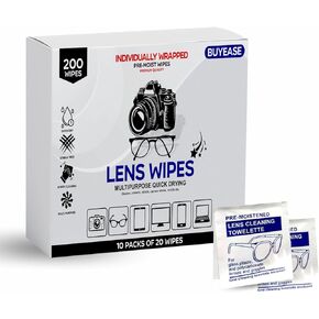 Cleaning Wipes Multipurpose Lens Wipes Disposable Cloths Spectacle Cleaner For Camera Lens Phones Tablets Binoculars Screens Sunglasses Removes Dust Dirt Fingerprints Home Essentials (Pack Of 200)