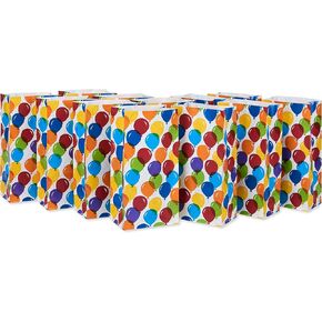 American Greetings 10" Small Birthday Goodie Bags, Multicolor Balloons (12-Count)