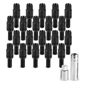 muge racing M14x1.5 Wheel Lug Bolt, 20 PCS Ball Seat Wheel Bolts, Anti-Theft Lug Nut Bolts with Aluminum Cap, Compatible for Tesla, Mercedes-Benz, Porsche, Volkswagen, Audi, Land Rover, Black