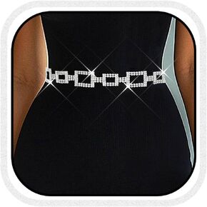 Cosydays Sparkly Rhinestone Dress Belt Belt Silver Crystal Chain Belts Fashion Associaty for Women