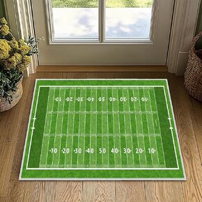 Green Rug 2x4 Small Area Rugs,Football Field American Sports Green Lawn Sport Game Team Competition,Ultra-Thin Soft Throw Carpet Washable Kitchen Rugs Non Slip Indoor Door Mat for Bedroom Bathroom