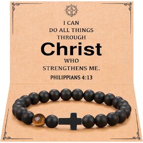 Cross Bracelet for Boys Men, Christian Easter Communion Confirmation Baptism Birthday Christmas Gifts for Teens Teenage Adult in Kuwait