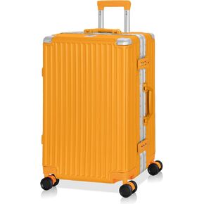 AnyZip Carry On Luggage PC+ABS Aluminum Frame Zipperless Luggage Hard Shell Suitcase with TSA Lock Double Spinner Wheels 20 Inch Orange