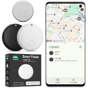 Android Tracker Tags, Air Tags-2 Pack Bluetooth Luggage Tags Work with Google Find My Device App (Android Only, not for iOS), Keys Finder and Item Locator for Vehicles Wallet, Dog, Bags, Pets