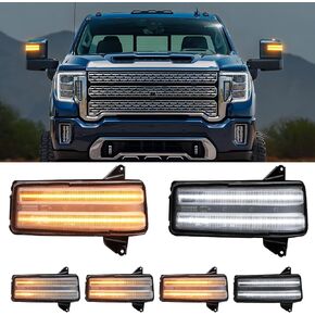 LED Side Mirror Turn Signal Light Compatible with Sierra/Silverado 1500 2500HD 3500HD 2014-2019, Dual-Row Amber LED Dynamic Sequential Turn Signal Light, Smoked Len