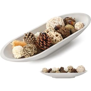 Threan 1 Pcs 16 Inch Large Concrete Dough Bowl Concrete Decorative Centerpiece Bowl Long Coffee Table Bowl for Home Table Dining Room Kitchen Office Decoration