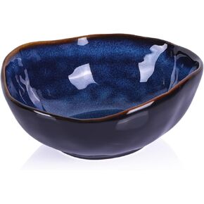 6" Blue Ceramic Decorative Bowl, Key Bowl for Entryway Table, Candy Dishes, Salad Bowl, Fruit Bowl for Kitchen Counter, Blue Small Jewelry Trinket Dish for Bedroom, Bedside Table, Living Room