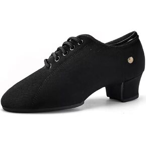 Women's Ballroom Dance Shoes Lace-up Closed Toe Suede Sole Professional Modern Salsa Latin Teaching Practice Performance Dance Shoes,Black,6