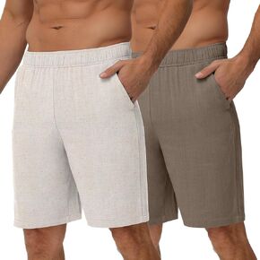 Neer Men's Linen Shorts, Black, Size 32/34, Mid Rise, Modern, Adult Men's Casual Vacation Shorts with Pockets