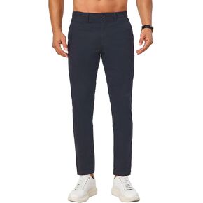 Khaki Pants for Short Men 27" Straight Slim Fit Men’s Dress Chinos Pants Stretch Smart Casual Trousers