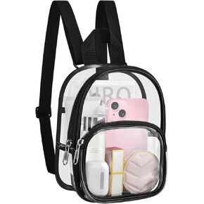 Mini Clear Backpack, Clear Bag for Stadium Events Approved12×12×6 with Reinforced, Mini Transparent Backpack for Women & Girl Daily Use, Concert, Sport Events, Festival Etc（7.5 x 9 x 2.8''