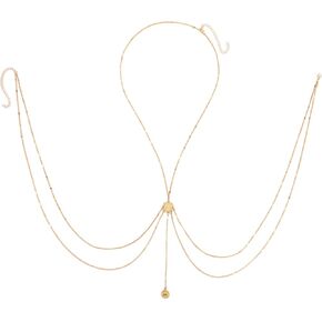 XZQTIVE 14K Women Gold Body Chain Sexy Body Jewelry for Summer Beach Women Chain Bra for Bikini Back Necklace Jewelry