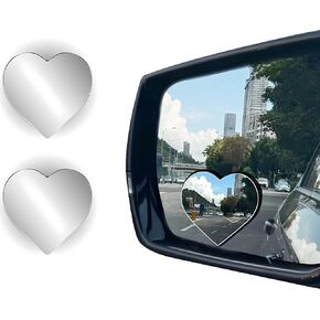 2PCS Car Heart Shaped Blind Spot Mirrors,Convex RearView Mirrors for Enhanced Safety,Universal Fit Stick,Side Mirror Blindspot Adjustabe Angle Removable Wide Angle,Car Mirror Accessories for Suv,Truck