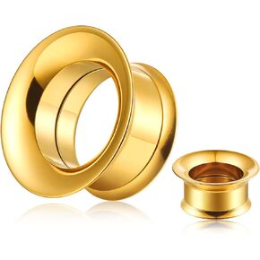 1 Pair Classic Ear Gauges Tuba Hollow Design for Stretched Ears Hypoallergenic 316 Stainless Steel Ear cuff Tunels plugs 00G 8mm-16mm(0G-5/8'') Body Piercing Jewelry