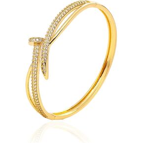 Gold Silver Plating Cubic Zirconia Cuff Nail Bracelet fro Women Screwed Nail Crystal Bangle bracelets Fashion Jewelry Bracelet for Women Gift