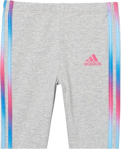 adidas Girls' 2 Piece Cotton Tee 3-Stripe Tight Set, Pink, 6 in Saudi Arabia