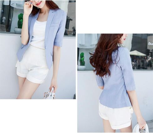 Kinghua Womens Linen Blazer Spring Summer Summer One Button Tabel Half Sleeve Work Business Linen Blazers Suit Suit in Kuwait