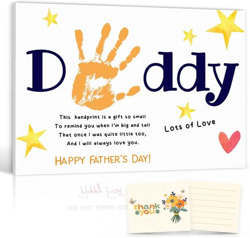 2025 Fathers Day Crafts For Kids - Dear Daddy With Lots Of Love 8x10 Inches Poster - DIY Father's Day Gifts From Kids, Toddlers- Handprint Father's Day Gift - Dad Gifts From Daughter, Son [UNFRAMED] in Kuwait