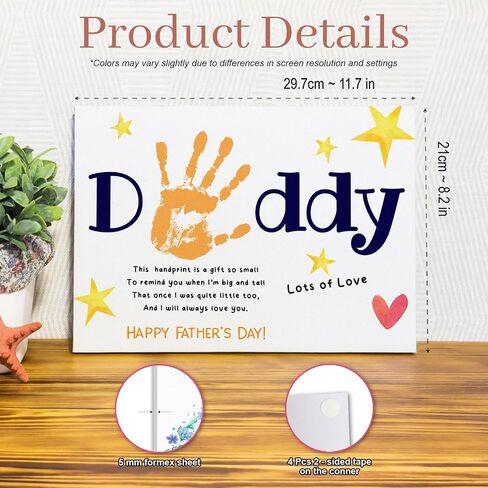 2025 Fathers Day Crafts For Kids - Dear Daddy With Lots Of Love 8x10 Inches Poster - DIY Father's Day Gifts From Kids, Toddlers- Handprint Father's Day Gift - Dad Gifts From Daughter, Son [UNFRAMED] in Kuwait
