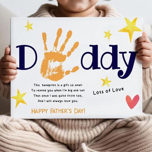 2025 Fathers Day Crafts For Kids - Dear Daddy With Lots Of Love 8x10 Inches Poster - DIY Father's Day Gifts From Kids, Toddlers- Handprint Father's Day Gift - Dad Gifts From Daughter, Son [UNFRAMED] in Kuwait