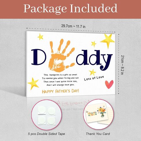 2025 Fathers Day Crafts For Kids - Dear Daddy With Lots Of Love 8x10 Inches Poster - DIY Father's Day Gifts From Kids, Toddlers- Handprint Father's Day Gift - Dad Gifts From Daughter, Son [UNFRAMED] in Kuwait