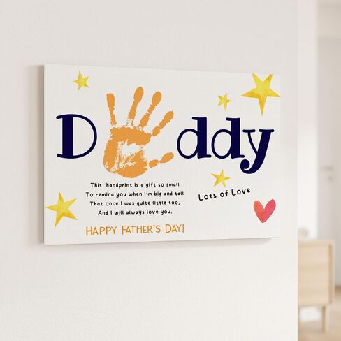2025 Fathers Day Crafts For Kids - Dear Daddy With Lots Of Love 8x10 Inches Poster - DIY Father's Day Gifts From Kids, Toddlers- Handprint Father's Day Gift - Dad Gifts From Daughter, Son [UNFRAMED] in Kuwait