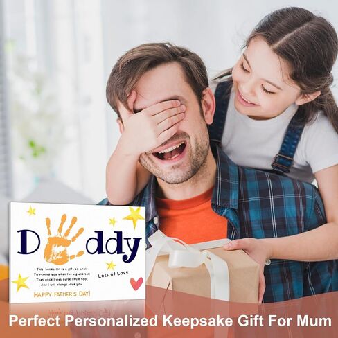 2025 Fathers Day Crafts For Kids - Dear Daddy With Lots Of Love 8x10 Inches Poster - DIY Father's Day Gifts From Kids, Toddlers- Handprint Father's Day Gift - Dad Gifts From Daughter, Son [UNFRAMED] in Kuwait
