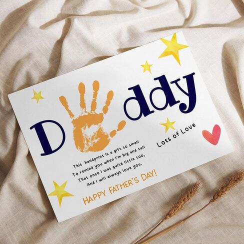 2025 Fathers Day Crafts For Kids - Dear Daddy With Lots Of Love 8x10 Inches Poster - DIY Father's Day Gifts From Kids, Toddlers- Handprint Father's Day Gift - Dad Gifts From Daughter, Son [UNFRAMED] in Kuwait