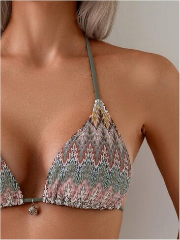 SOLY HUX Women's Bikini Top Allover Printed Halter Triangle Swimsuit Tops Bathing Suit in Kuwait