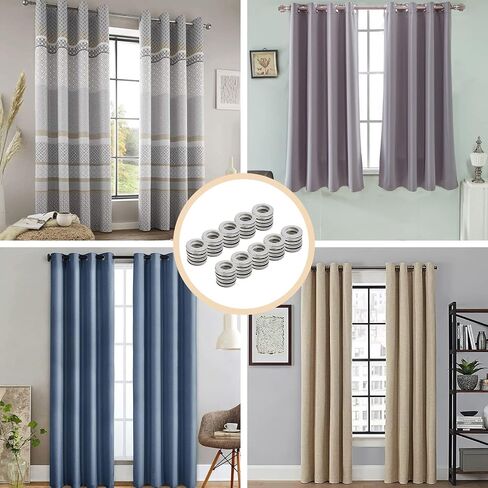 Wichemi 50pcs Curtain Gromsets 1-9/16 "(40mm) قطرها الداخلية حلقات الستار البلاستيكي نانوسج ضوضاء منخفضة الضوضاء حلقات الفضة in Kuwait