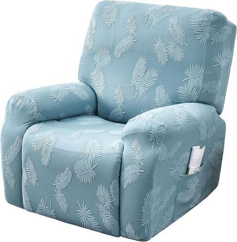 أغطية كرسي كرسي تمتد ، 4 قطع كرسي Slippercover Soft Jacquard Lazyboy Recliner غطاء واقي الأثاث غير الانزلاق مع جيب (أخضر فاتح) in Kuwait