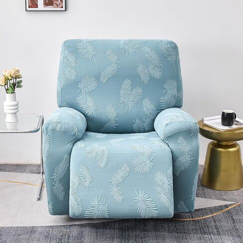 أغطية كرسي كرسي تمتد ، 4 قطع كرسي Slippercover Soft Jacquard Lazyboy Recliner غطاء واقي الأثاث غير الانزلاق مع جيب (أخضر فاتح) in Kuwait