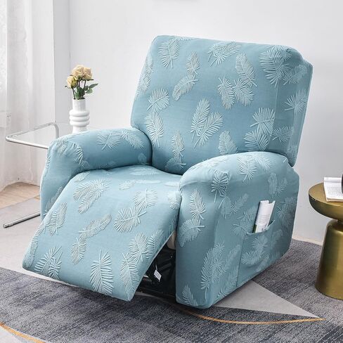 أغطية كرسي كرسي تمتد ، 4 قطع كرسي Slippercover Soft Jacquard Lazyboy Recliner غطاء واقي الأثاث غير الانزلاق مع جيب (أخضر فاتح) in Kuwait