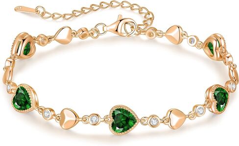 LOUISA SECRET Birthstone Bracelets for Women, 925 Sterling Silver or Brass Plated with Rose Gold Charm Link Bracelets Birthday Anniversary Christmas Gift for Women Wife Mom Girlfriend Lady in Saudi Arabia