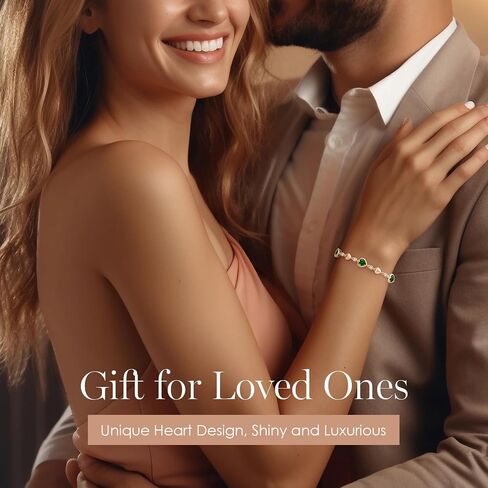 LOUISA SECRET Birthstone Bracelets for Women, 925 Sterling Silver or Brass Plated with Rose Gold Charm Link Bracelets Birthday Anniversary Christmas Gift for Women Wife Mom Girlfriend Lady in Saudi Arabia