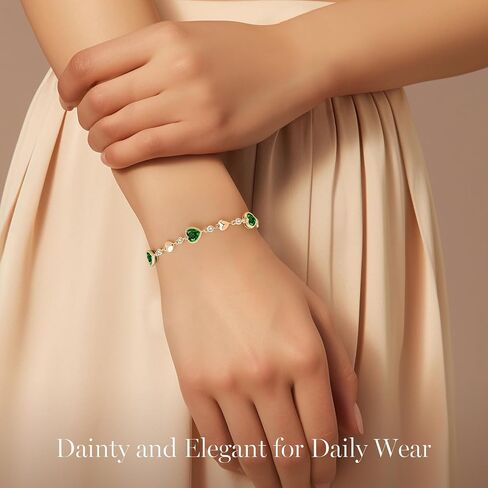 LOUISA SECRET Birthstone Bracelets for Women, 925 Sterling Silver or Brass Plated with Rose Gold Charm Link Bracelets Birthday Anniversary Christmas Gift for Women Wife Mom Girlfriend Lady in Saudi Arabia