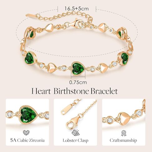 LOUISA SECRET Birthstone Bracelets for Women, 925 Sterling Silver or Brass Plated with Rose Gold Charm Link Bracelets Birthday Anniversary Christmas Gift for Women Wife Mom Girlfriend Lady in Saudi Arabia