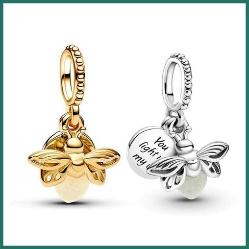 CIlight Glow-in-the-Dark Firefly Pendant Dangle 925 Sterling Silver Charms Fit for All Brand Bracelet Jewelry Gifts for Women in Saudi Arabia