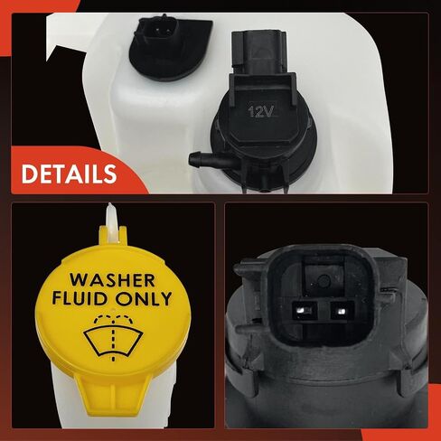 A-Premium Windshield Washer Reservoir متوافق مع نماذج Dodge & Chrysler المختارة-Charger 2011-2023 ، Challenger ، 300 ، مع (مضخة الغسالة/الحشو عنق/كاب/خرطوم/قوس/ميناء مستشعر مستوى السائل) in Saudi Arabia