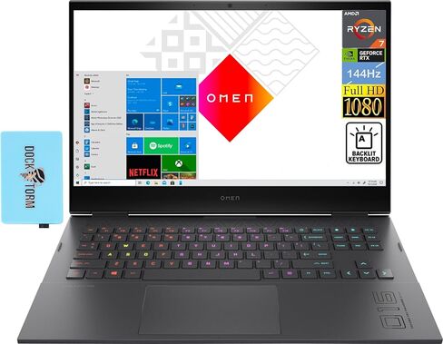 HP OMEN 16 Gaming & Entertainment Laptop (AMD Ryzen 7 5800H 8-Core, 16GB RAM, 512GB SSD, GeForce RTX 3050 Ti, 16.1" Full HD (1920x1080), WiFi, Bluetooth, Webcam, Win 10 Home) with Hub in Kuwait