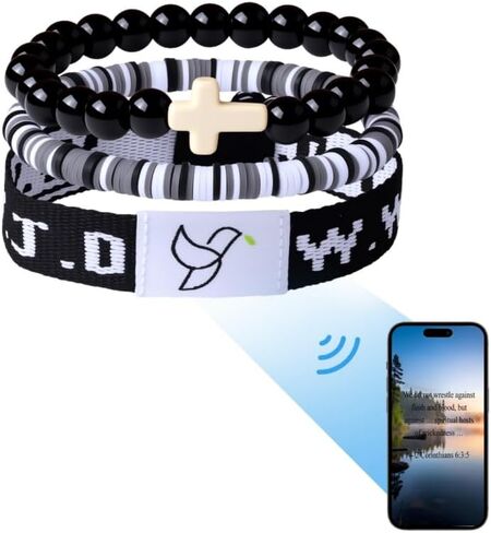 YUZHEJIE Daily Bible Verse Bracelets with Scan WWJD Bracelets Christian Cross Jesus Bracelet Religious Faith Scripture Gifts for Women Men in Kuwait