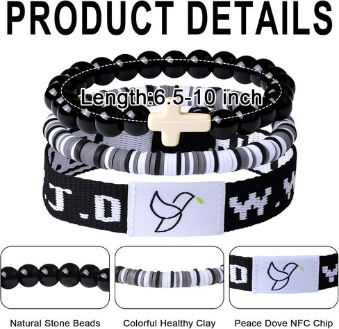 YUZHEJIE Daily Bible Verse Bracelets with Scan WWJD Bracelets Christian Cross Jesus Bracelet Religious Faith Scripture Gifts for Women Men in Kuwait