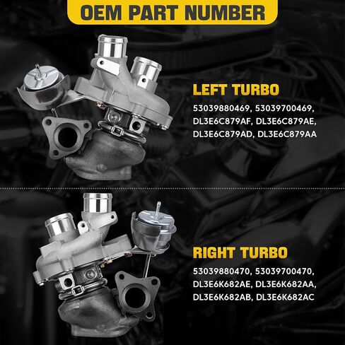 53039880469 Left & Right Turbocharger Set K03 Turbo Compatible with 2013-2016 Ford F150, 2015-2016 Expedition, 2015-2016 Transit 150 250 350 3.5L V6, Replace Number DL3E6C879AD 53039880470 DL3E6K682AE in Saudi Arabia