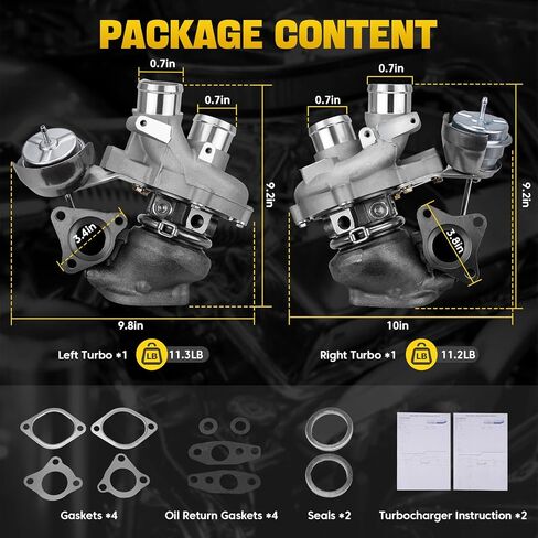 53039880469 Left & Right Turbocharger Set K03 Turbo Compatible with 2013-2016 Ford F150, 2015-2016 Expedition, 2015-2016 Transit 150 250 350 3.5L V6, Replace Number DL3E6C879AD 53039880470 DL3E6K682AE in Saudi Arabia